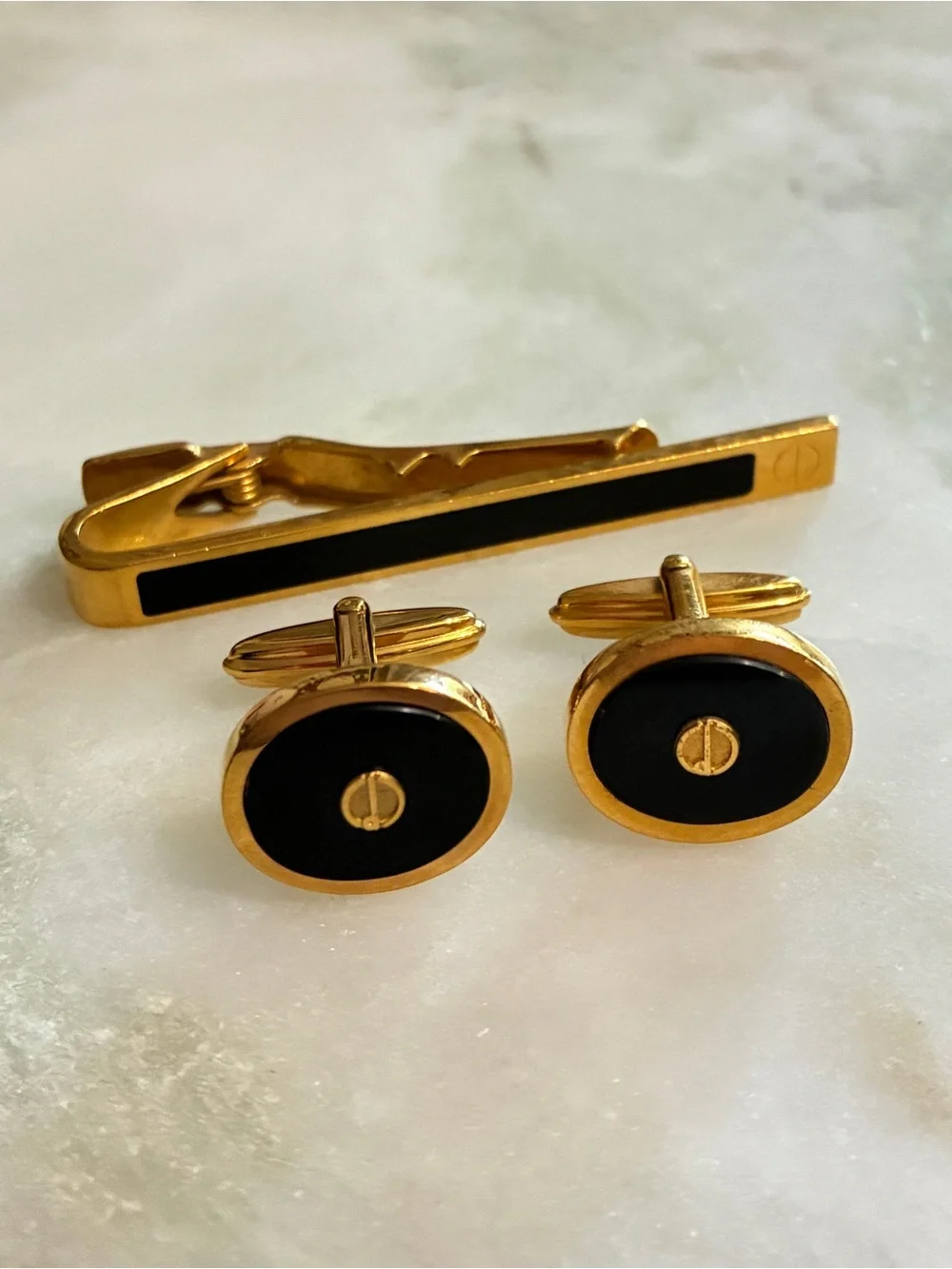 Dunhill Cuff Links + Tie Clip Set